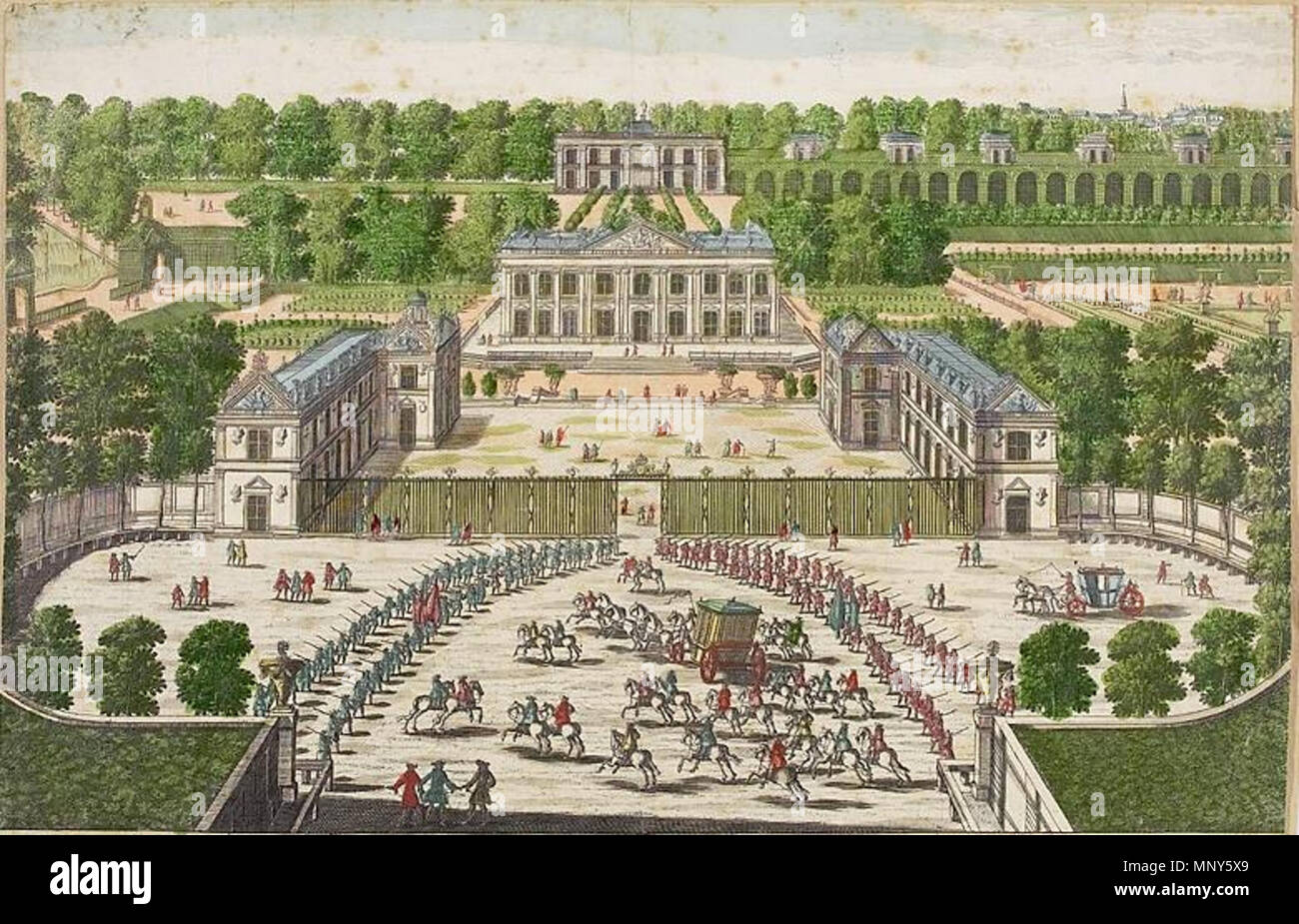1235 View of the Château de Marly from the entrance front by Pierre Aveline the elder and Nicolas de Poilly Stock Photo