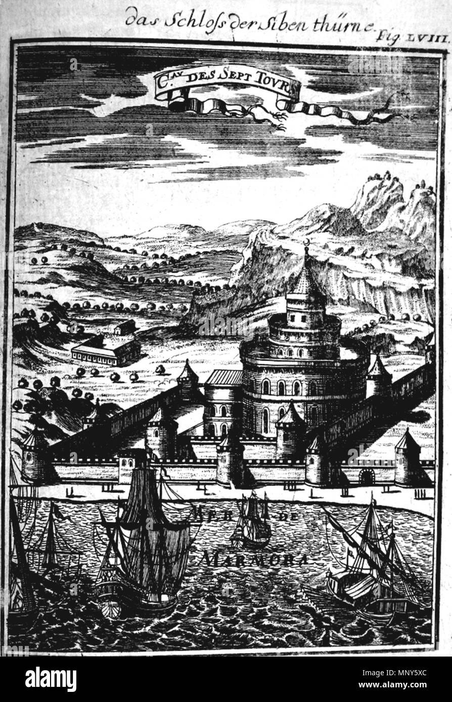 . View of the Castle of Seven Towers, Description de L'Universe (Alain Manesson Mallet, 1685) . 6 May 2007, 04:47:49.   Alain Manesson Mallet  (1630–1706)     Alternative names Allain Manesson-Mallet; Alain Manesson Mallet  Description French cartographer and engineer  Date of birth/death 1630 1706  Location of birth/death Paris Paris  Authority control  : Q362239 VIAF: 19804506 ISNI: 0000 0000 8098 9517 LCCN: n86860220 NLA: 35743812 GND: 128901691 WorldCat 1235 View of the Castle of Seven Towers, Description de L'Universe (Alain Manesson Mallet, 1685) Stock Photo