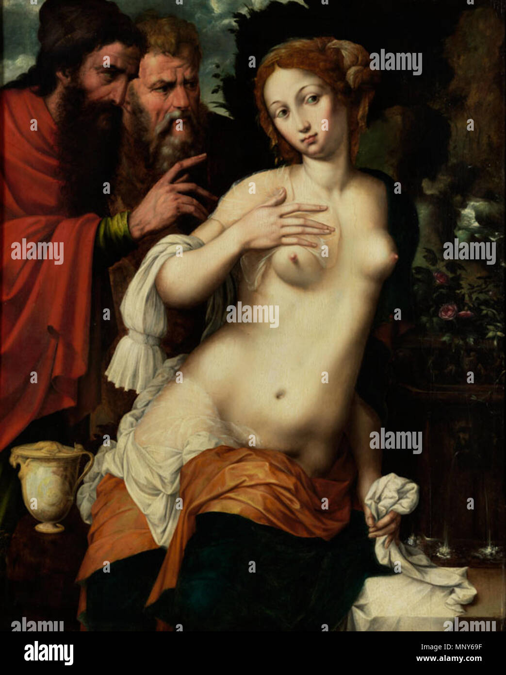 Susanna and the Elders   first half of 16th century.   1237 Vincent Sellaer - Susan and the Elders Stock Photo