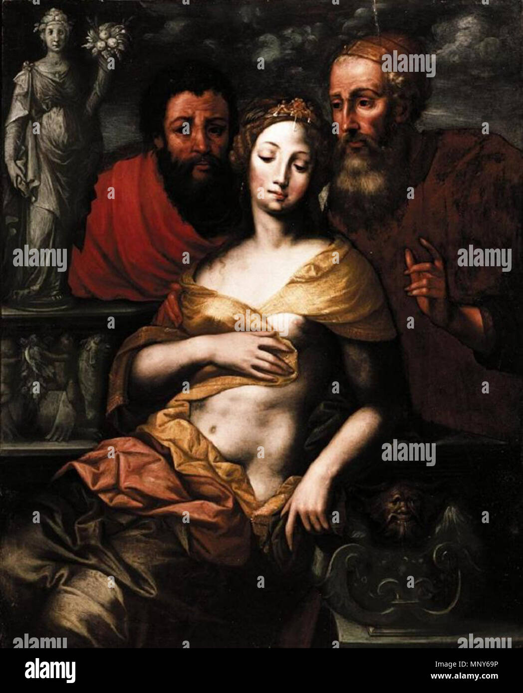 Susanna and Elders   first half of 16th century.   1237 Vincent Sellaer - Susanna and Elders - WGA21150 Stock Photo