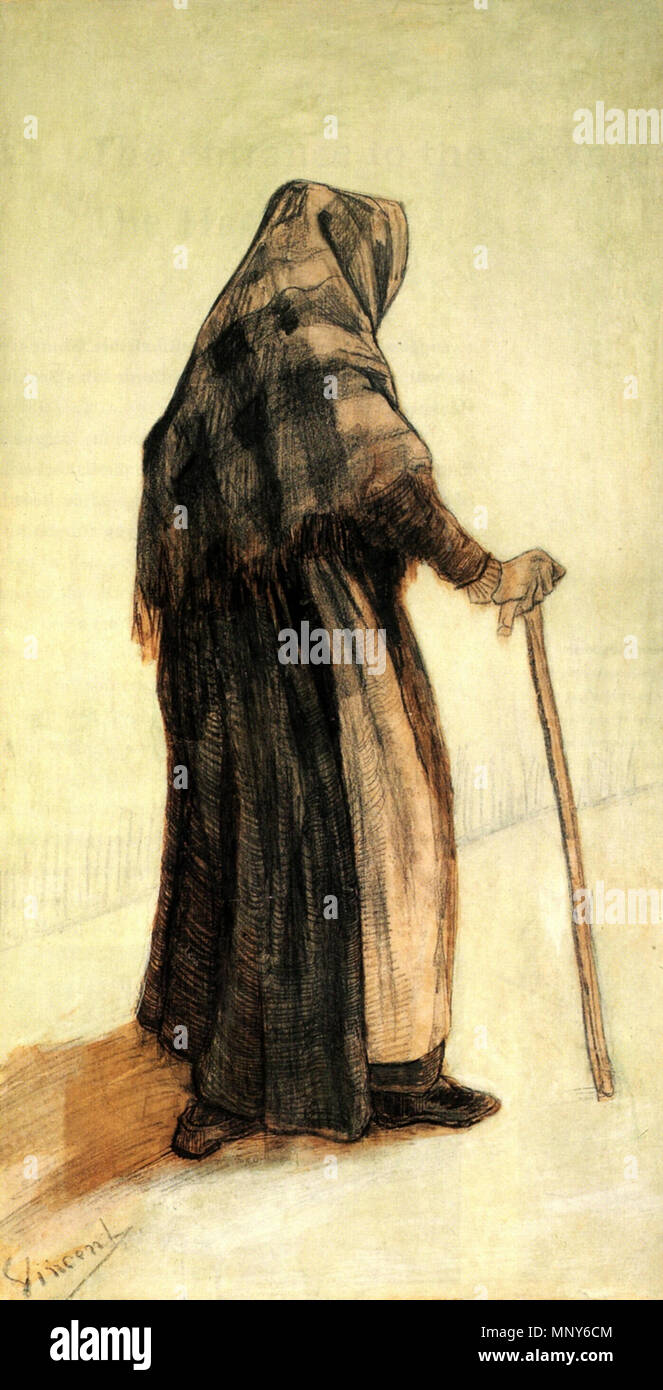 English: Old Woman Seen from Behind March 1882. 1238 Vincent van Gogh