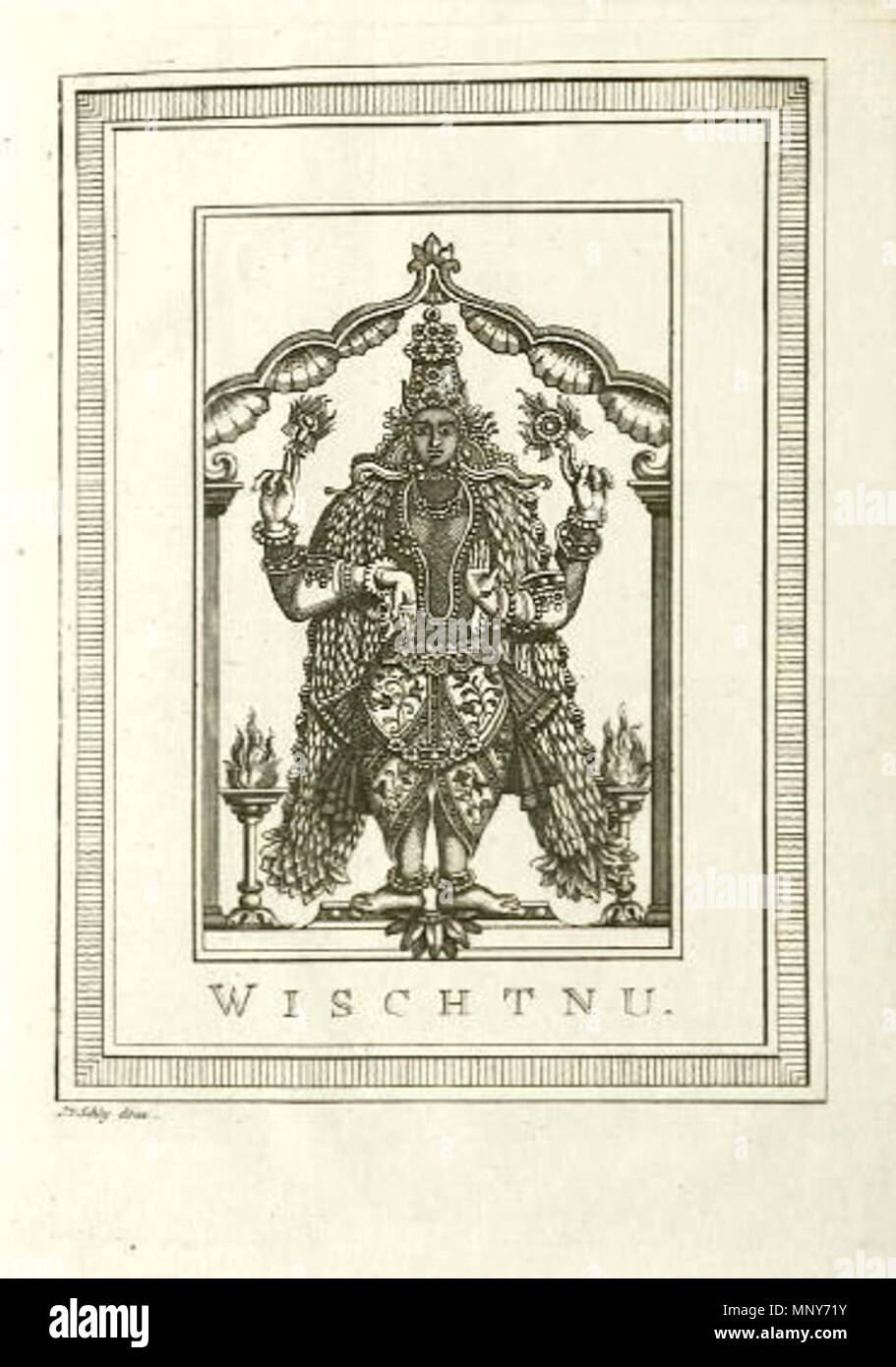 . English: Biruma, Wischtnu, and Isuren (Ishvara), from *PREVOST*, 1757 Source: ebay, Mar. 2006 . 1757. Jacques-Nicolas Bellin* 1240 Vishnu by Jacques-Nicolas Bellin Stock Photo