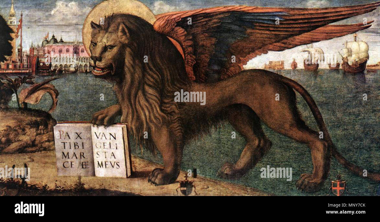 English: The Lion of St Mark (detail)   1516.   1242 Vittore carpaccio, leone di san marco 01 Stock Photo