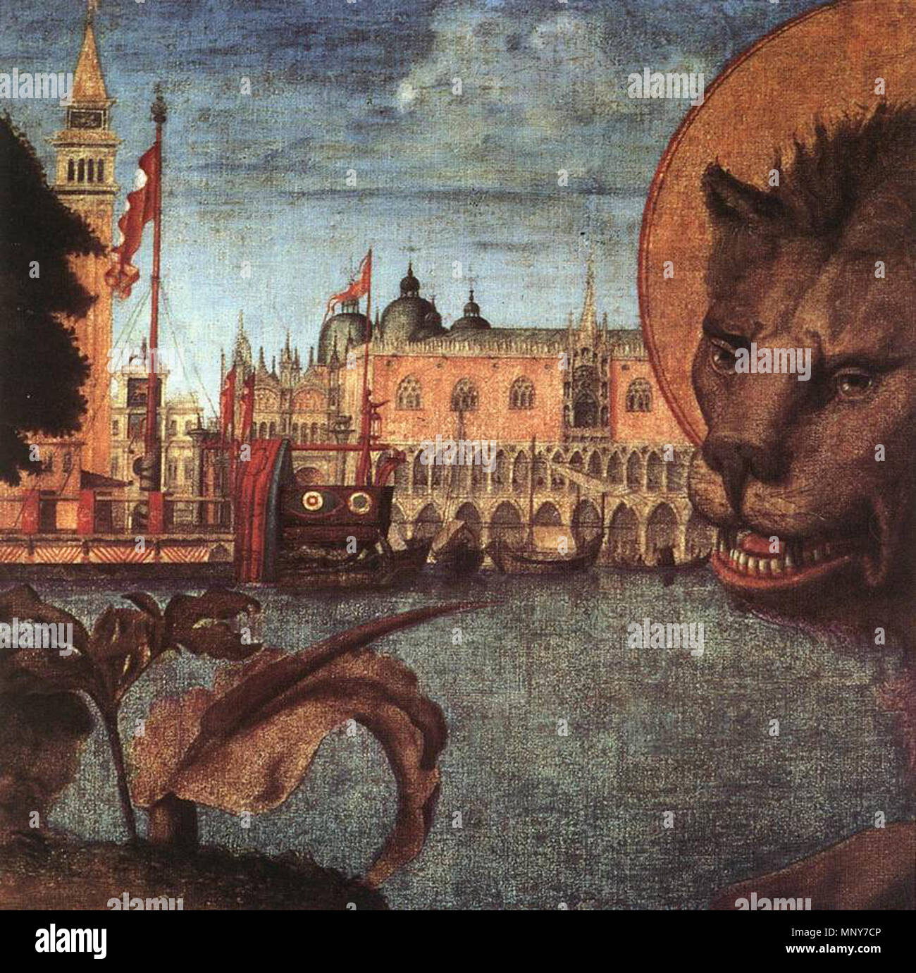 English: The Lion of St Mark (detail)   1516.   1242 Vittore carpaccio, leone di san marco 03 Stock Photo