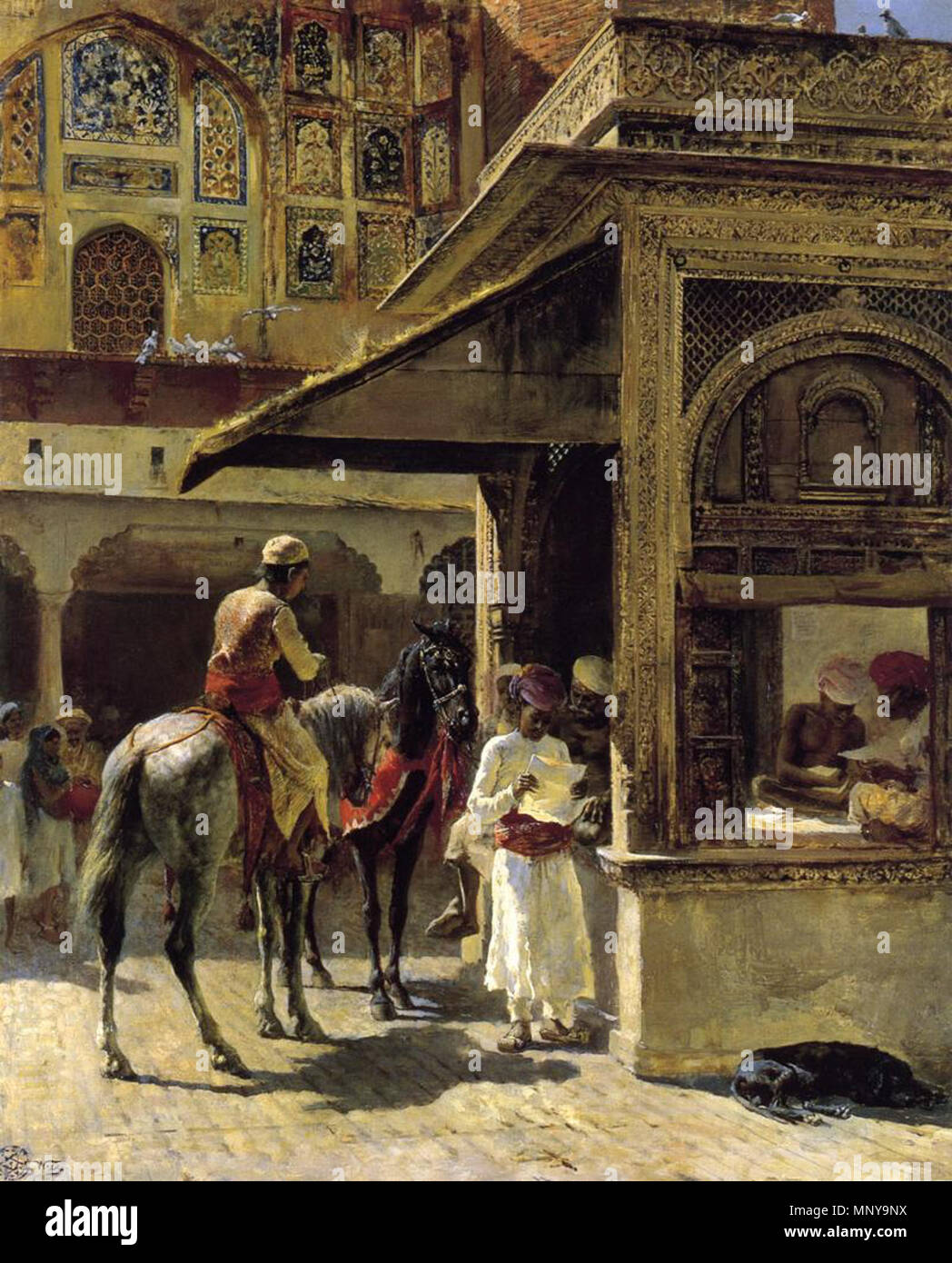 English: Hindu Merchants   circa 1885.   1254 Weeks Edwin Lord Hindu Merchants Stock Photo