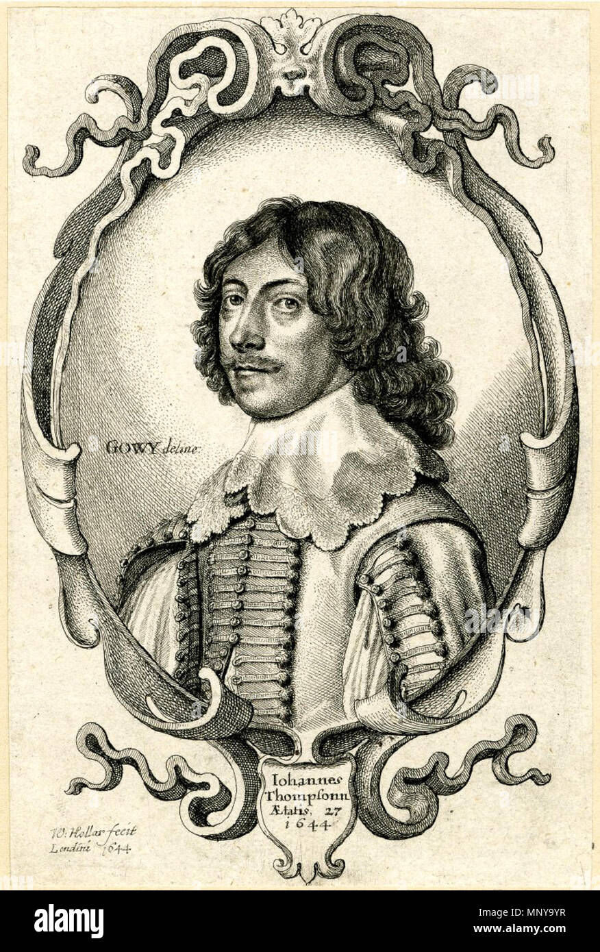.  English: Portrait of John Thompson . 1644.   1255 Wenceslaus Hollar, Jacob Peter Gouwy (After) - Portrait of John Thompson Stock Photo