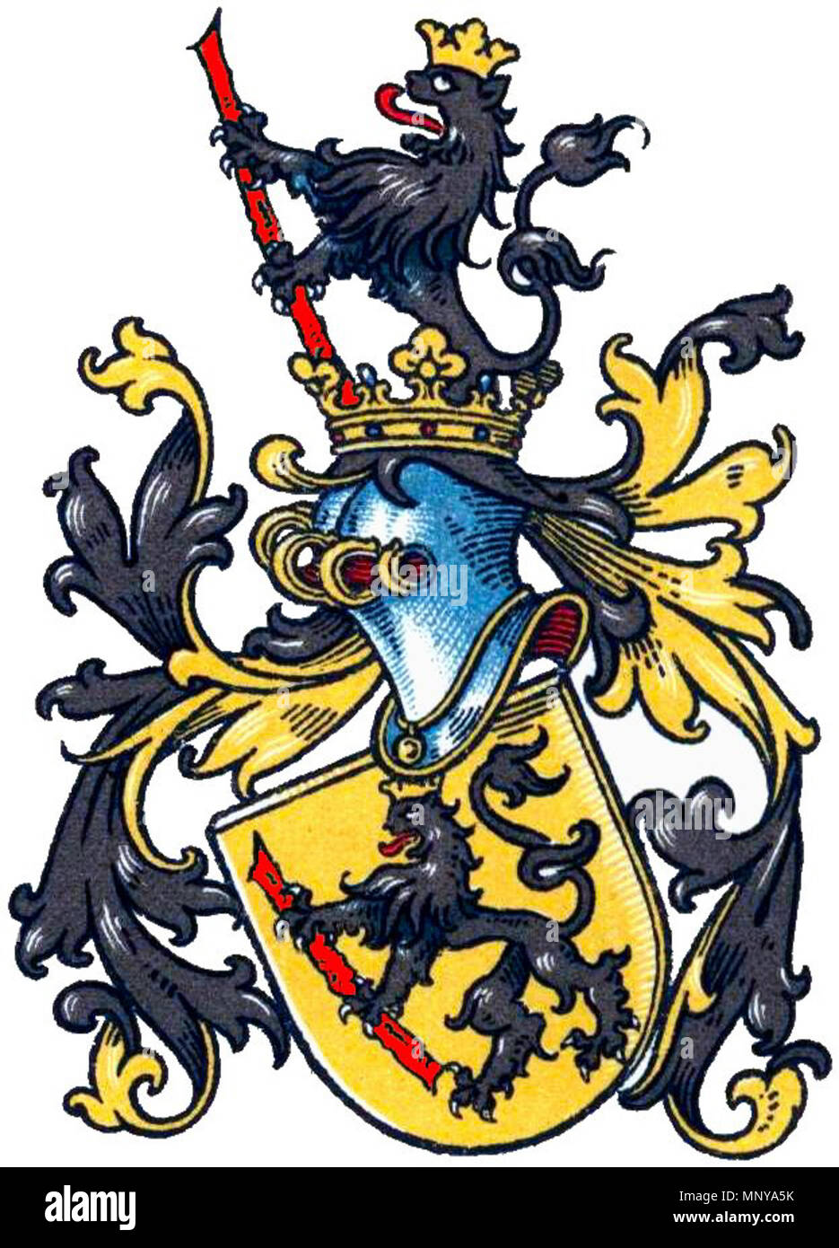 1256 Westfälisches Wappenbuch Wappen Westfalen Tafel 219 3 korrigiert roter Stab Stock Photo