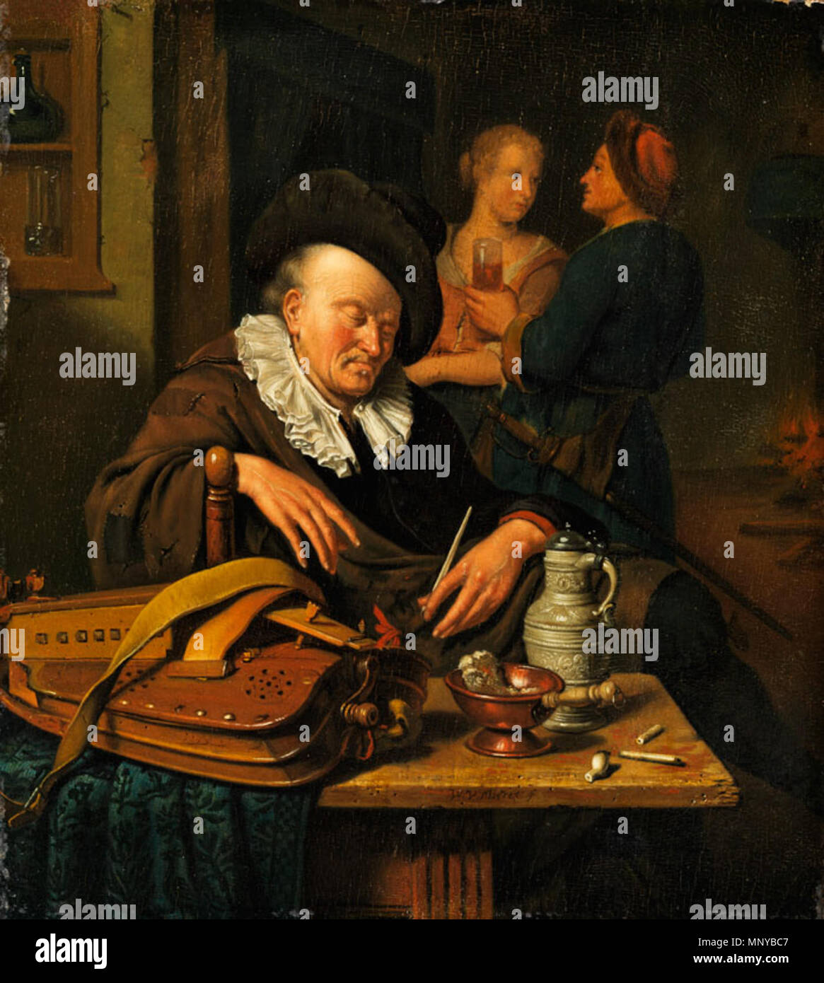 English: Sleeping Hurdy-Gurdy Man . This object is indexed in RKDimages ...