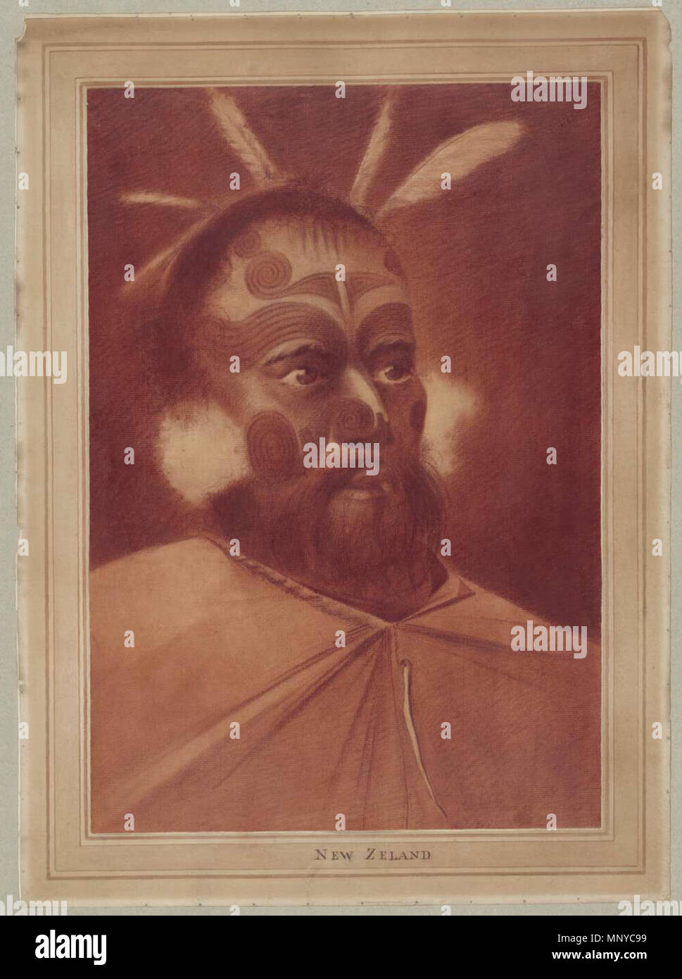 1265 William Hodges – Portrait of a Maori Chieftain Stock Photo