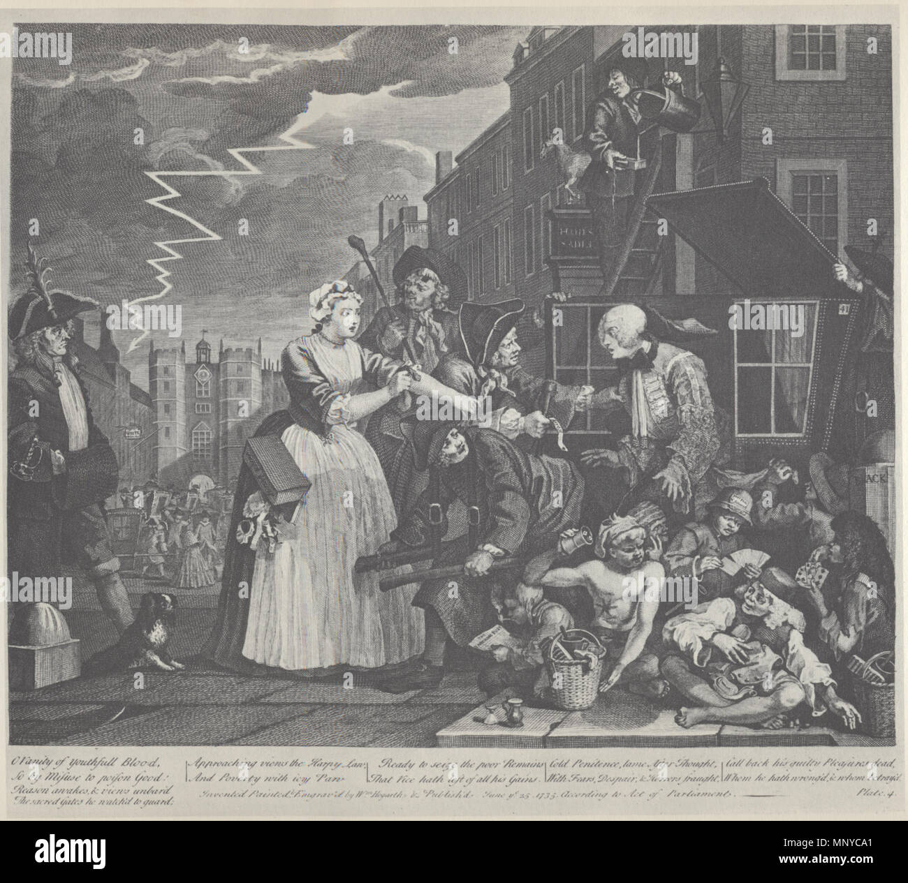 . English: William Hogarth - A Rake's Progress, Plate 4 (Final) . 18th ...