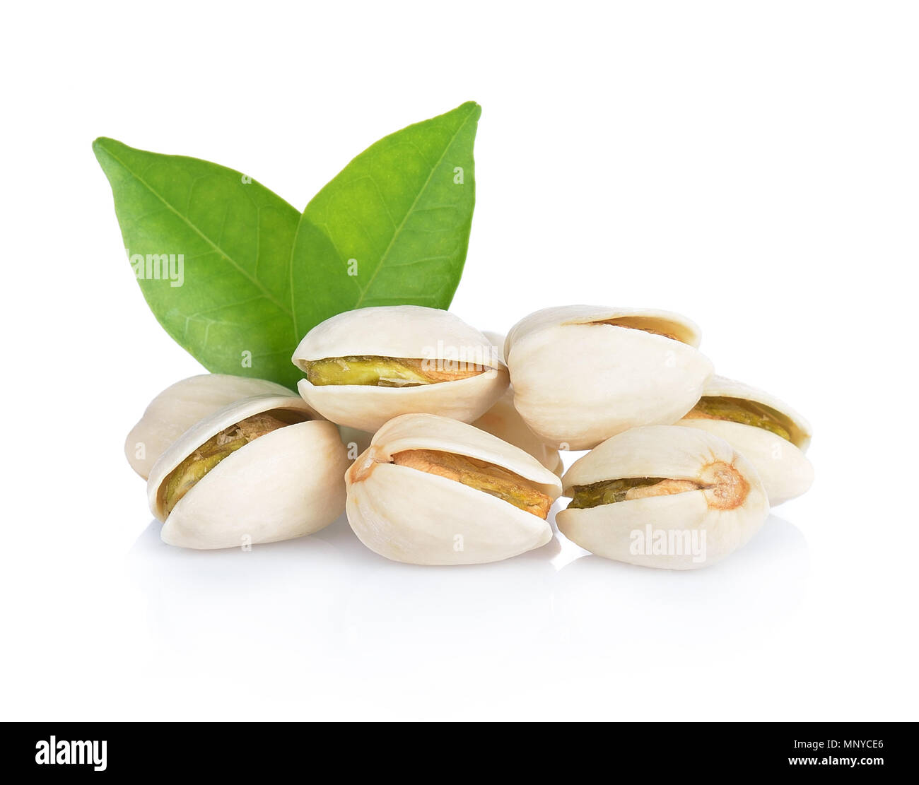 Pistachio nuts. Isolated on a white backgroun Stock Photo