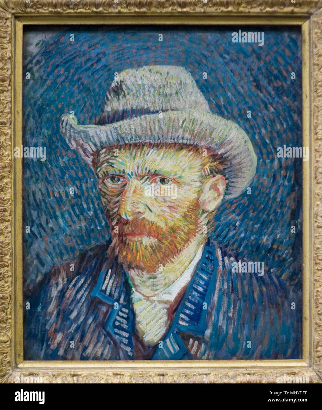 Zelfportret met vilthoed Self Portrait with felt Hat Paris, Winter 1887/88.  1271 WLANL - jan.tito - Vincent van Gogh (6 Stock Photo - Alamy