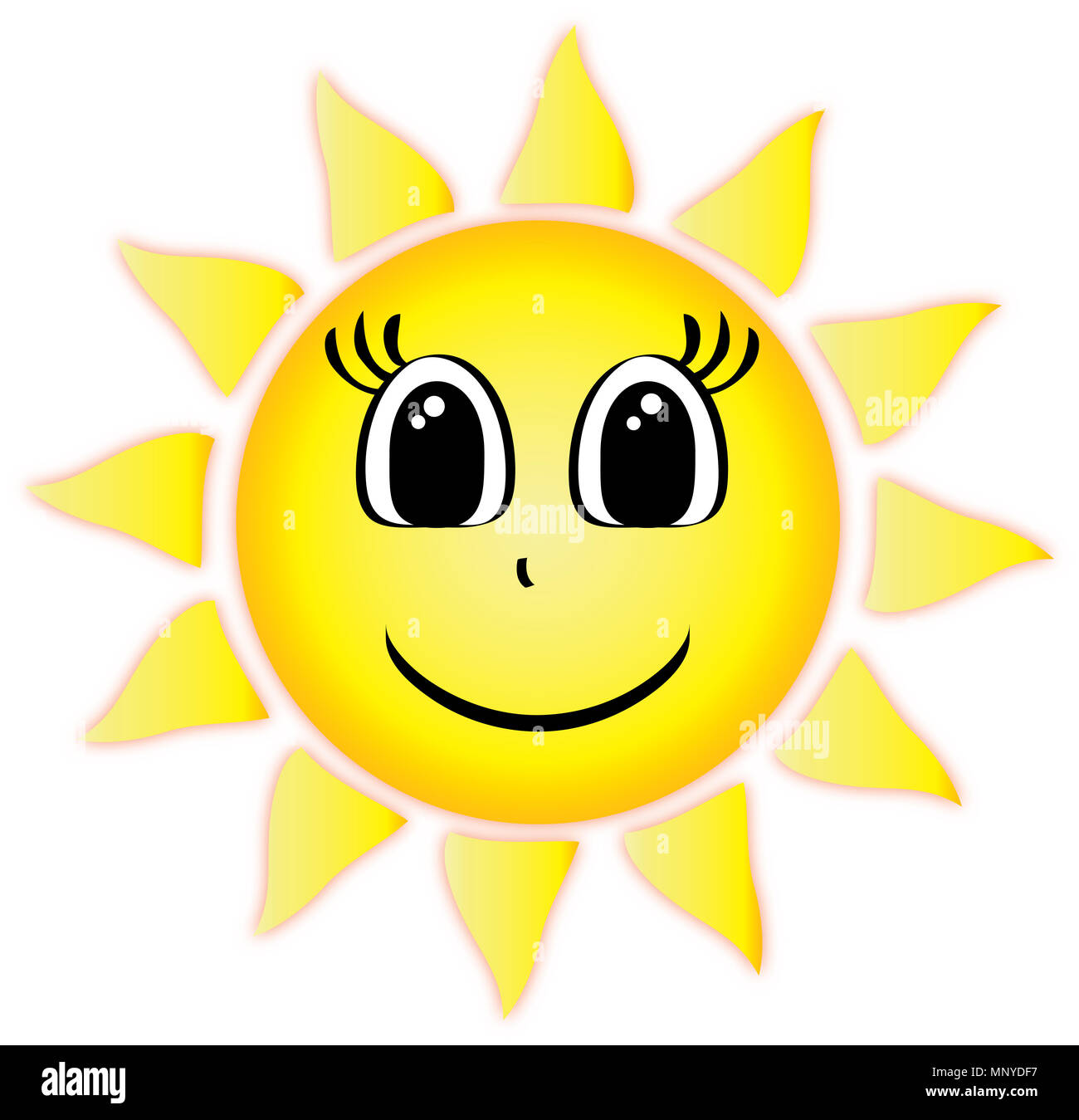 Summer Sun with smiling face Stock Photo