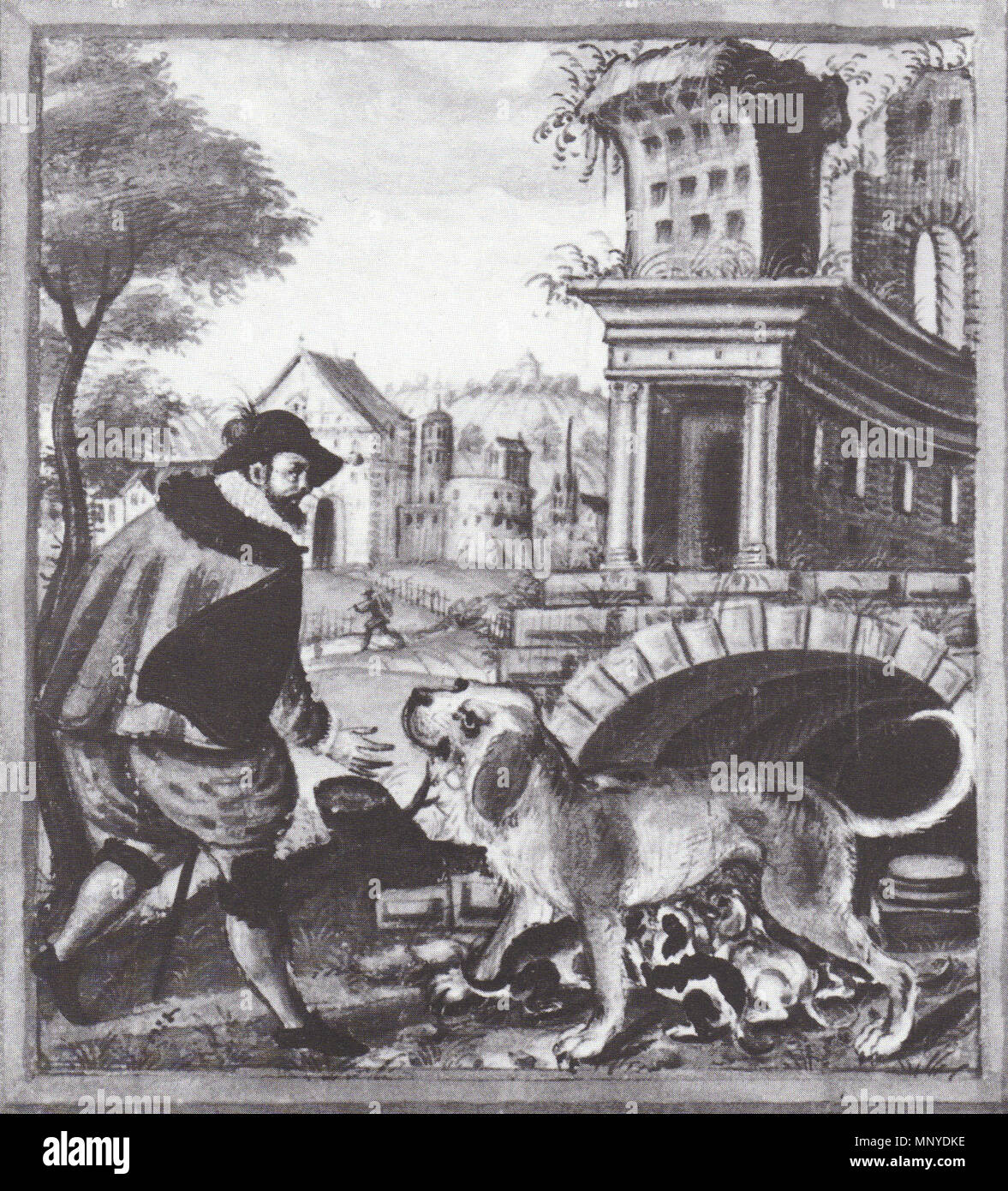 . Aquarell aus Cod. cam. fol. 3 der WLB Stuttgart: Johann Wolffs Übersetzung von Jacob von Fouillaux: Von der Jagd . 1579.   1272 Wolf jagd 1579 Stock Photo