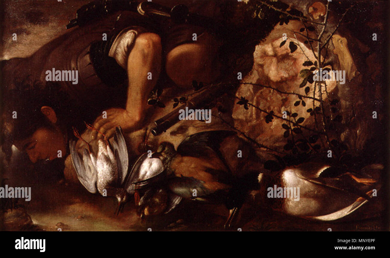 .  Español: Tomás Yepes, Cazador bebiendo, óleo sobre lienzo, 68 x 113, Museo de Bellas Artes de Valencia. . circa 1650.   1278 Yepes-cazador bebinedo Stock Photo