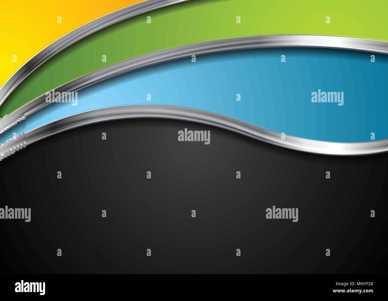 Colorful abstract vector art background with metallic waves Stock ...