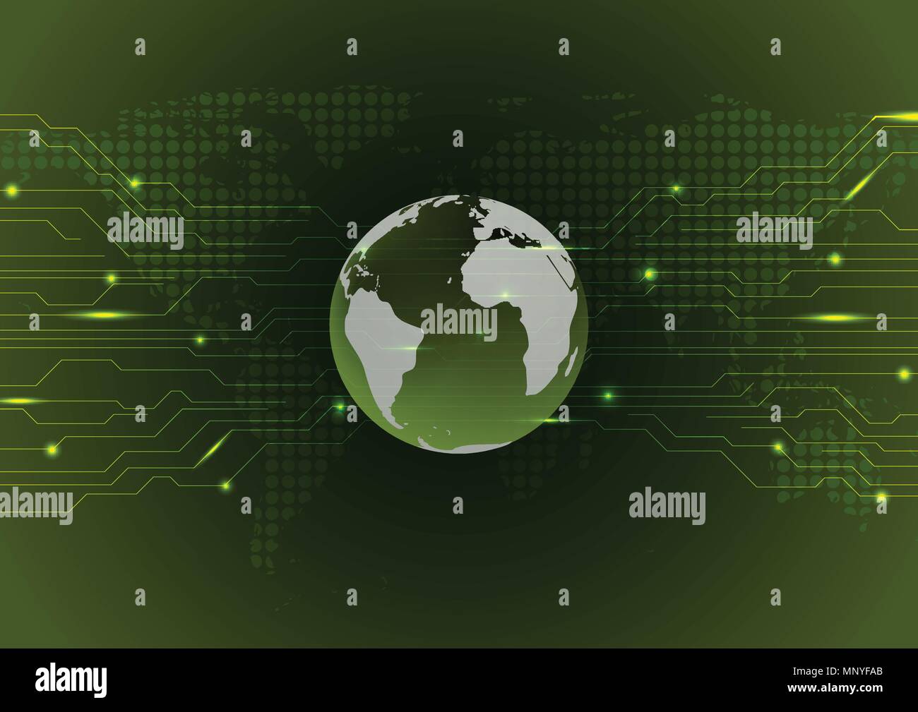 Dark green abstract technology circuit board background. Vector glowing ...