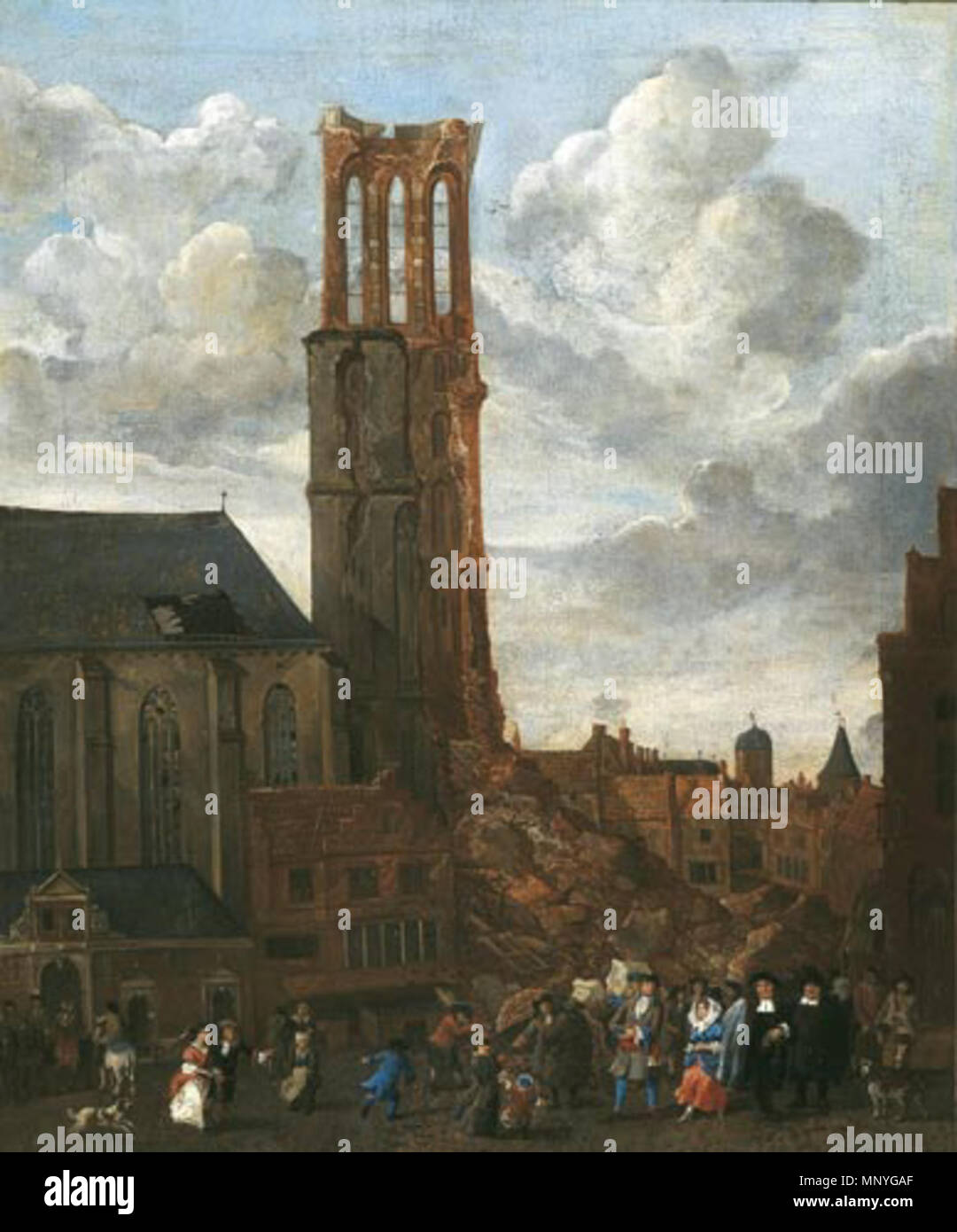 De ingestorte toren van de Grote of SintMichaëlskerk in Zwolle 1682