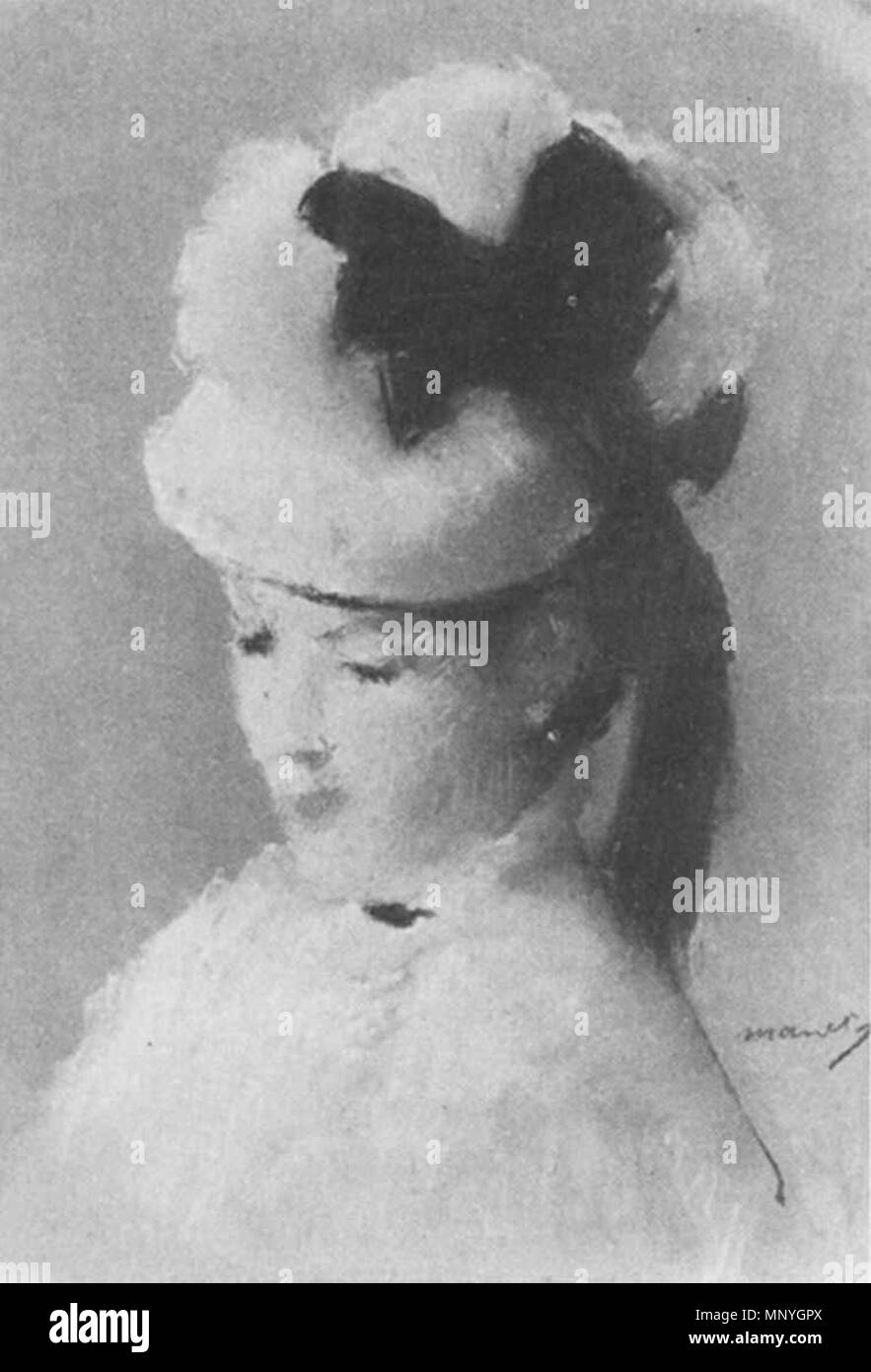 1288 Édouard Manet - Jeune Femme au chapeau blanc Stock Photo