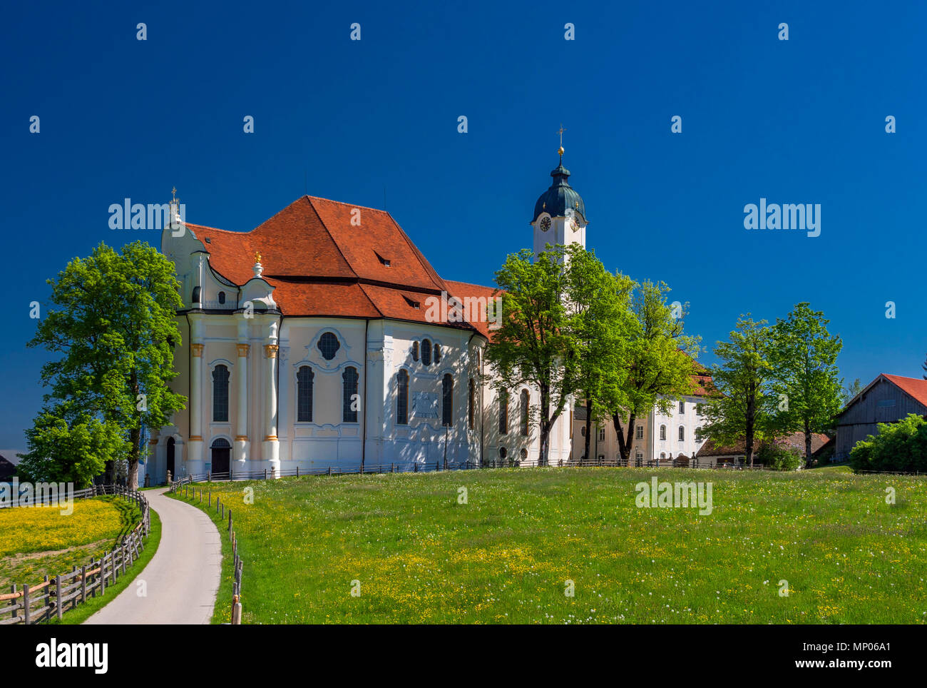 Pilgrimage Church of Wies near Steingaden, Upper Bavaria, Bavaria, Germany, Europe Stock Photo