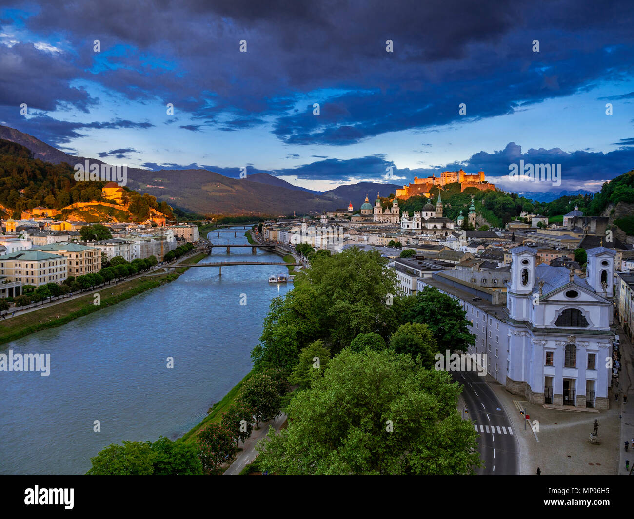 Historic town centre of Salzburg, Austria, Europe Stock Photo