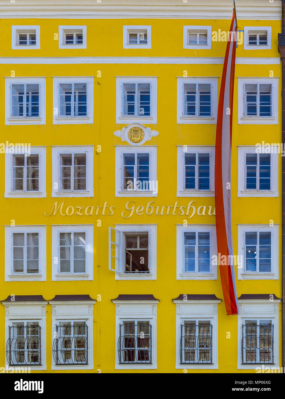 Mozart's birthplace in Getreidegasse street, Salzburg, Austria, Europe Stock Photo