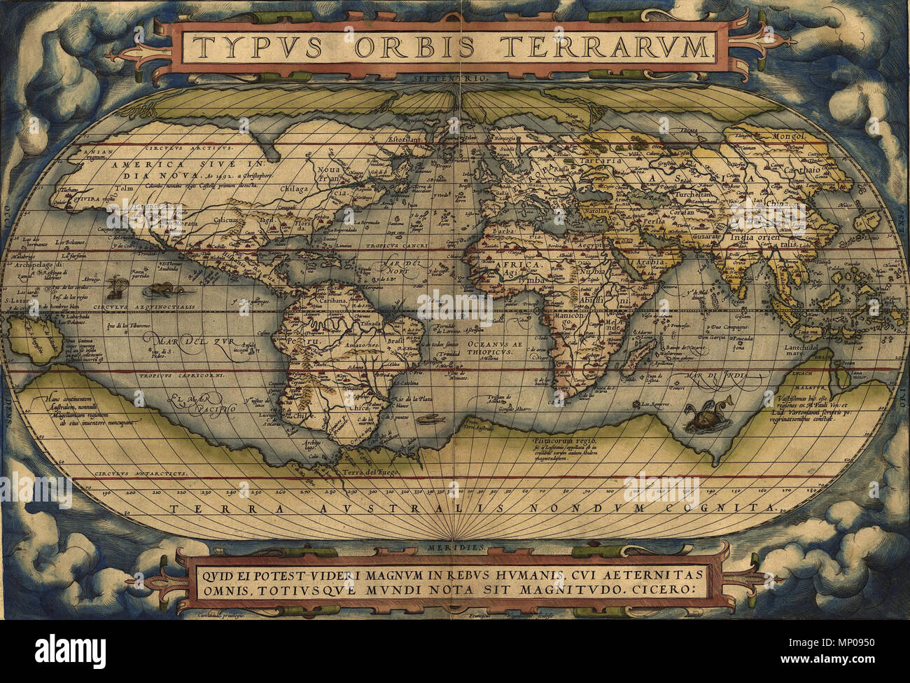 English: Ortelius World Map Typvs Orbis Terrarvm 1570 1570 Abraham