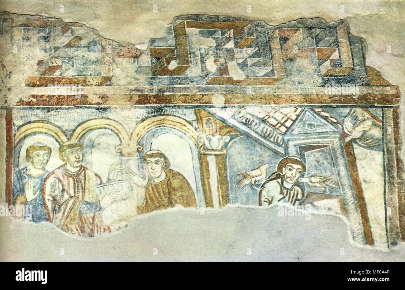 .     This media shows the cultural heritage monument with the number 15779 in South Tyrol.  English: Scenes of saints' lives. Carolingian fresco in the Church of St. Benedict, Mals, Italy, ca. 825. circa 825. file: James Steakley; artwork: unknown 1099 Scenes of saints' lives Stock Photo