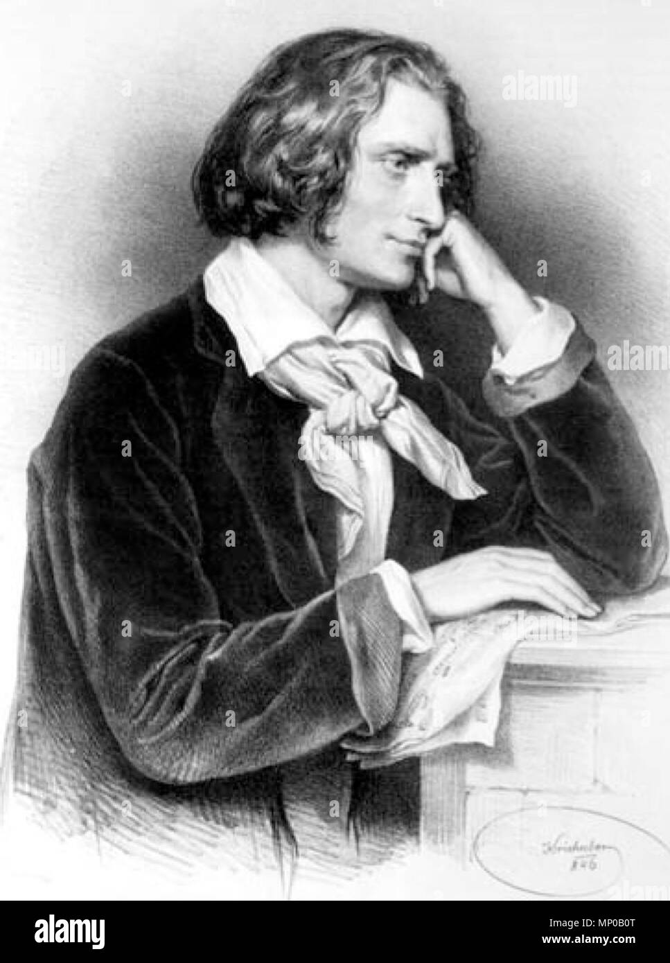 . Franz Liszt, lithograph by Josef Kriehuber, 1846 . 1846.   813 Liszt in 1846 Stock Photo