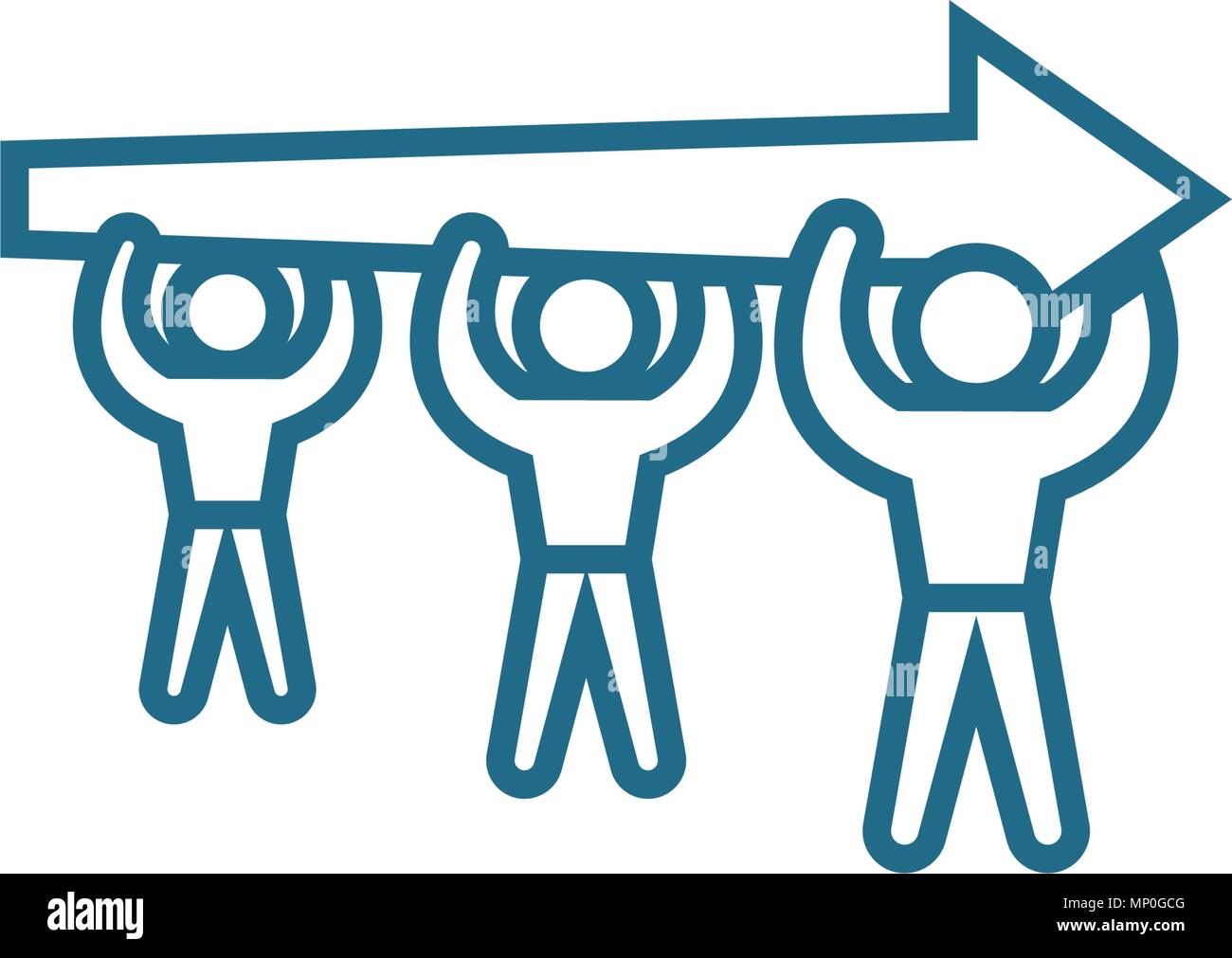 Aspiration for a common goal linear icon concept. Aspiration for a