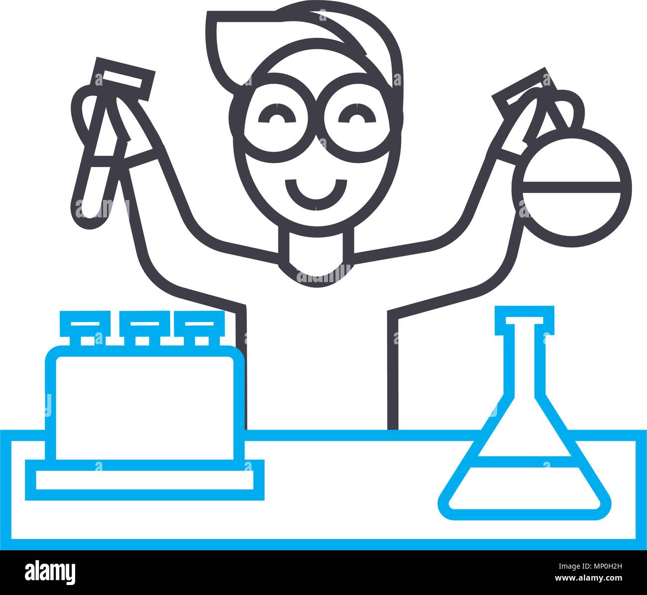 Chemistry laboratory work linear icon concept. Chemistry laboratory work line vector sign