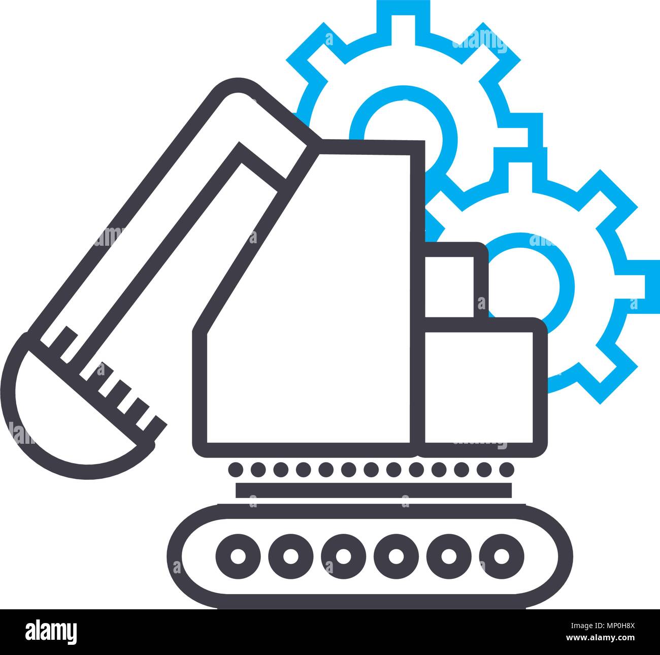 Construction machinery linear icon concept. Construction machinery line ...