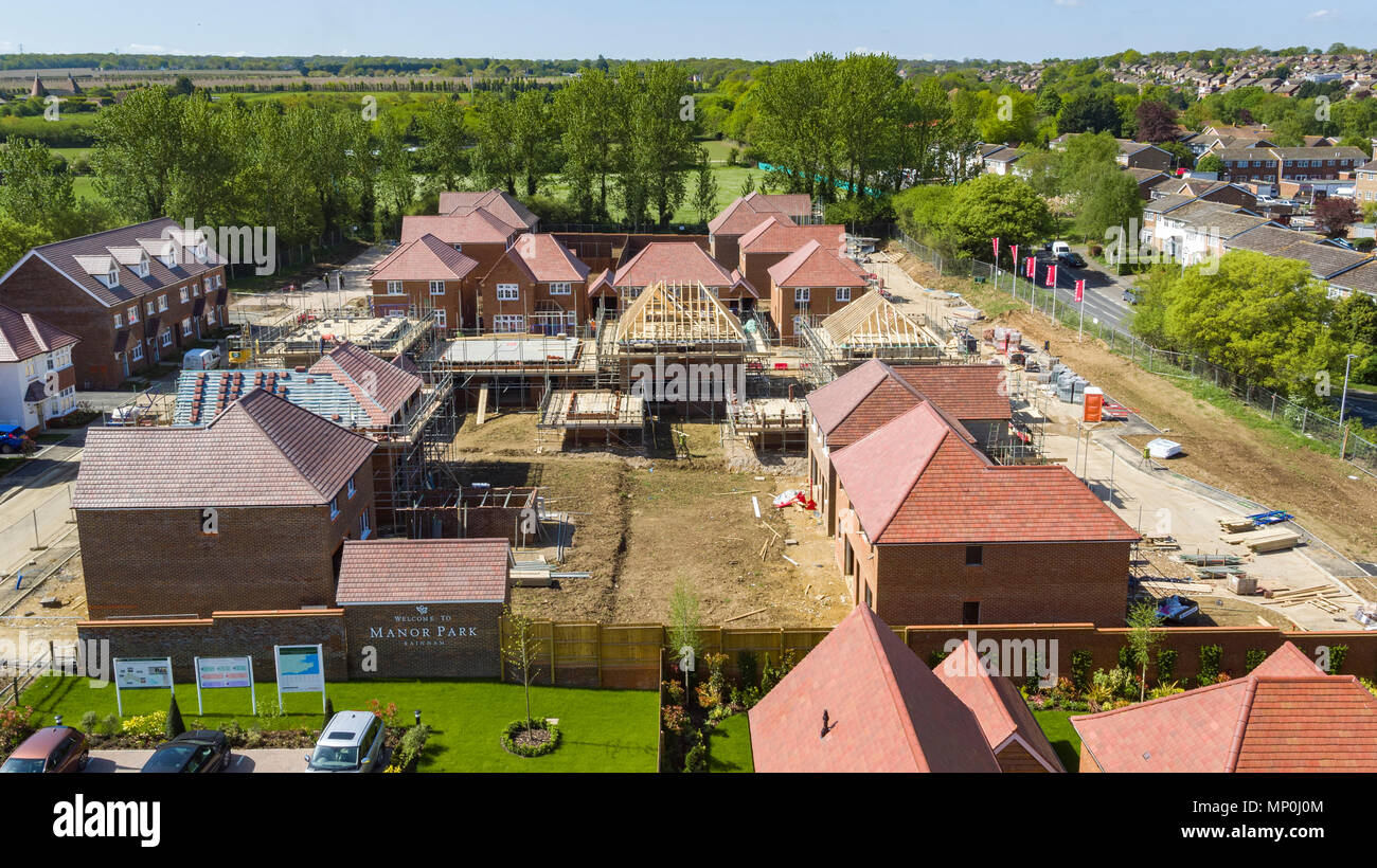 Aerial views of Redrow Homes development Manor Park, located in