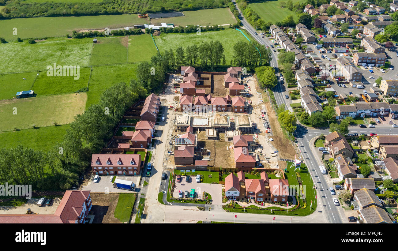 Aerial views of Redrow Homes development Manor Park, located in