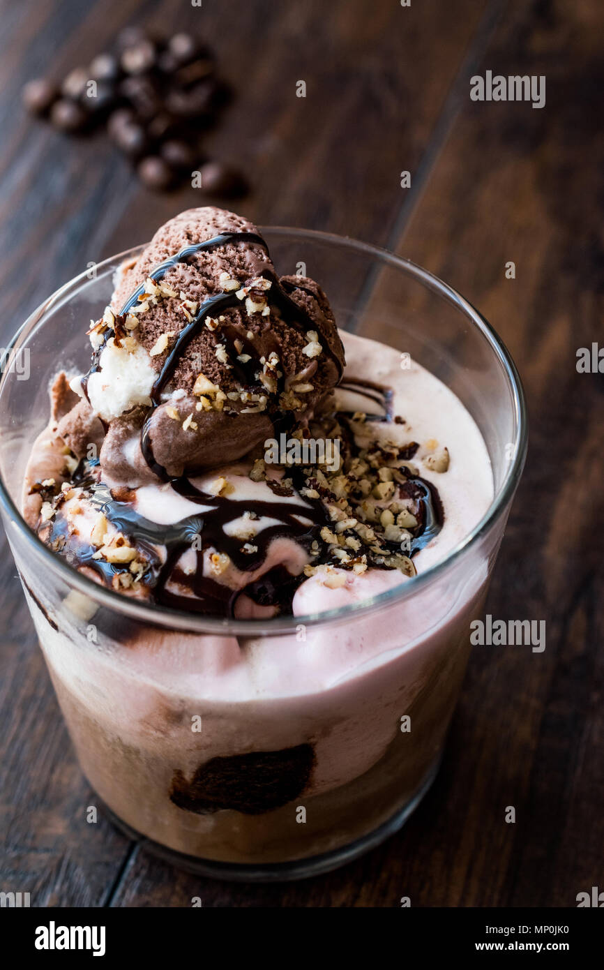 Affogato coffee and ice cream in glass. Beverage Dessert Stock Photo