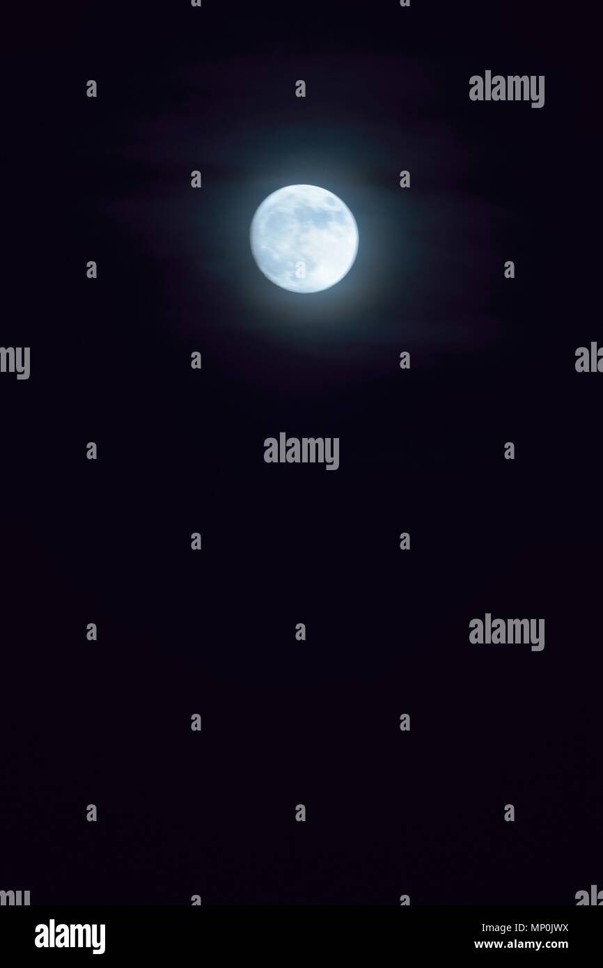 Nature background of shining full moon in dark night sky Stock Photo ...
