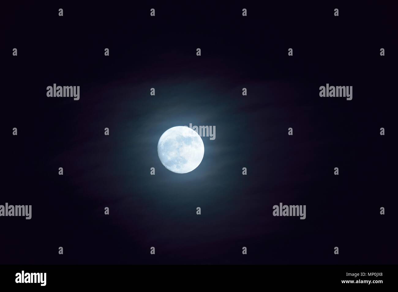 Nature background of shining full moon in dark night sky Stock Photo ...