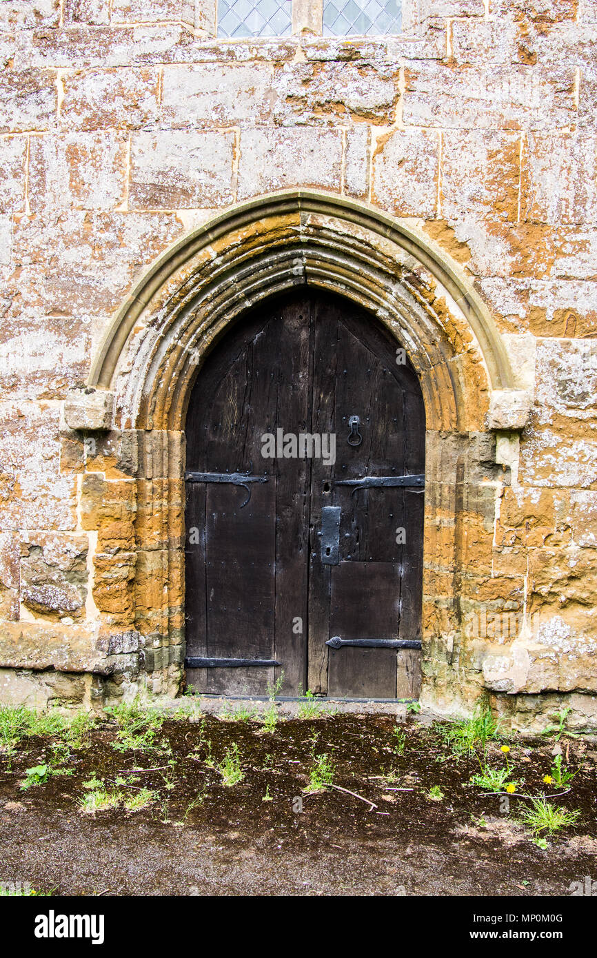 Norman Doors, St. James the Apostle, Somerton, Oxfordshire Stock Photo