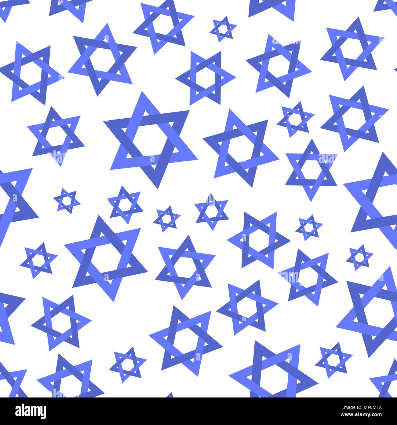 Blue Mosaic Stars of David Seamless Pattern Stock Vector