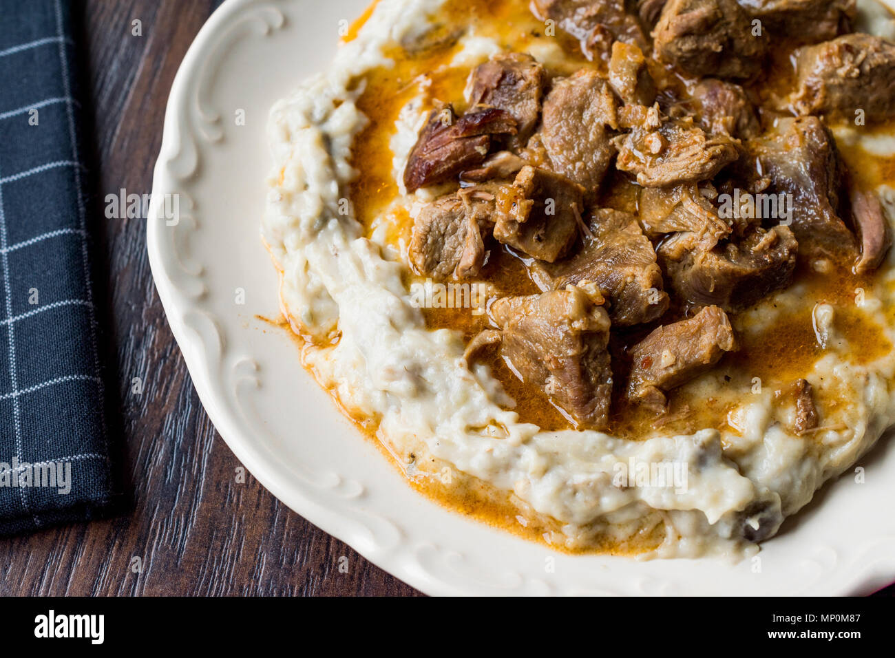 Turkish Food Hunkar Begendi Made With Eggplant And Meat Traditional Food Stock Photo Alamy