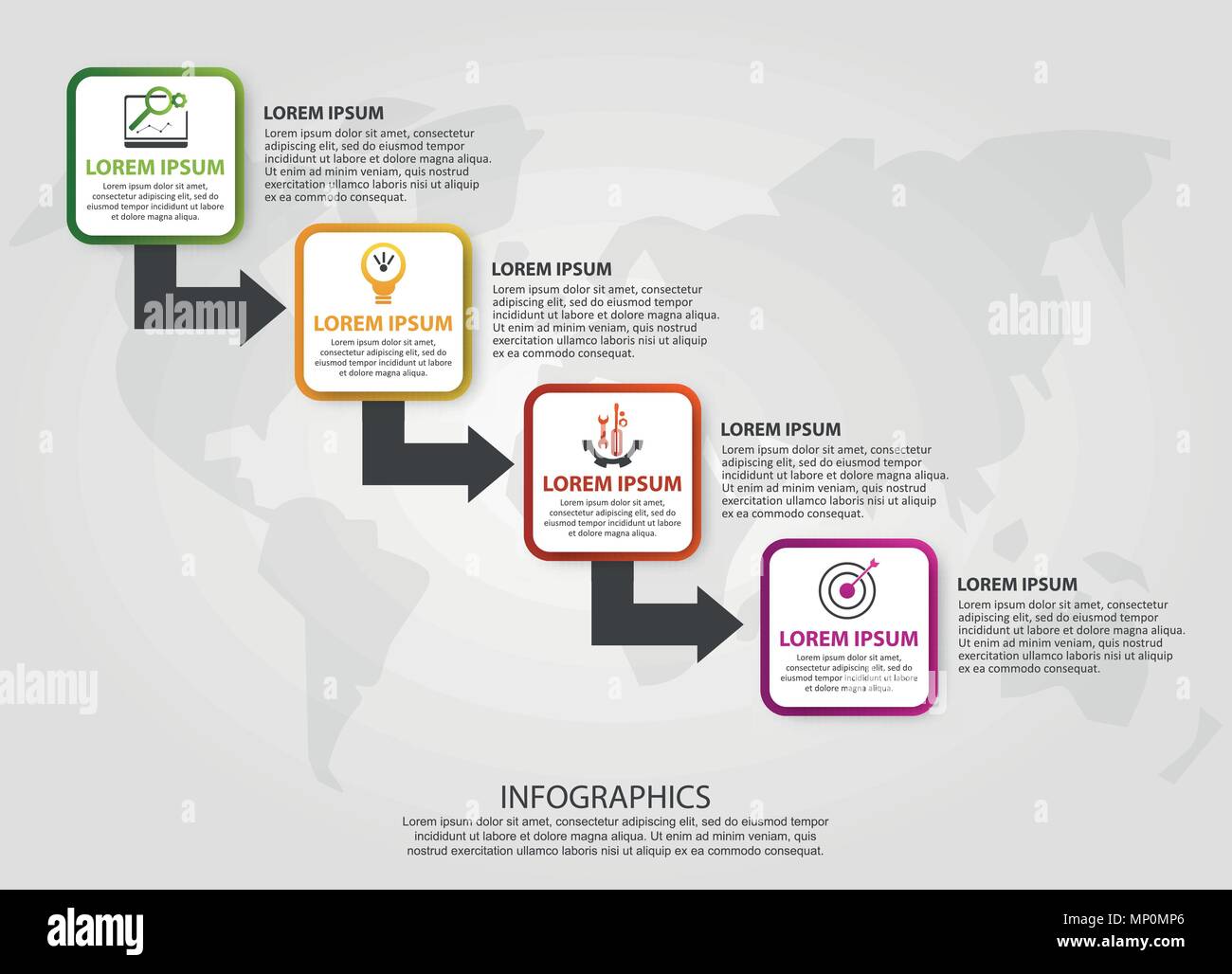 Vector illustration. An infographic template with 4 steps and an image ...