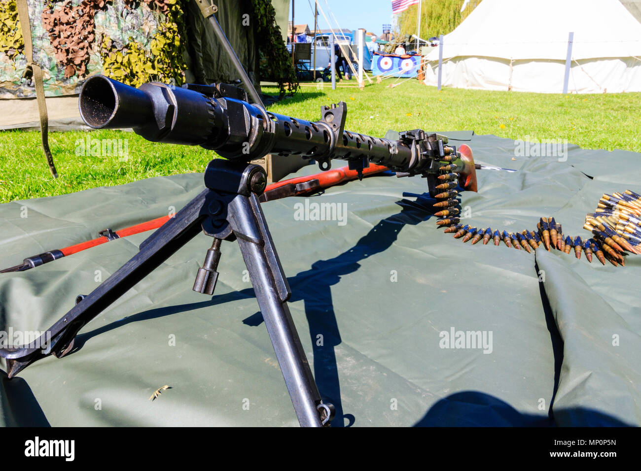 World war two German MG-34 machine gun at a popular salute to the 40s day at Sandwich, England. Stock Photo