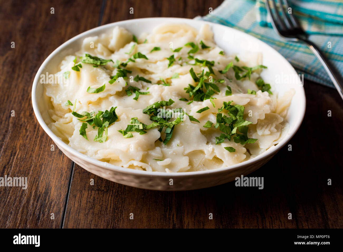 Homemade Italian Plain Ravioli with Parsley. Traditional Food Stock ...