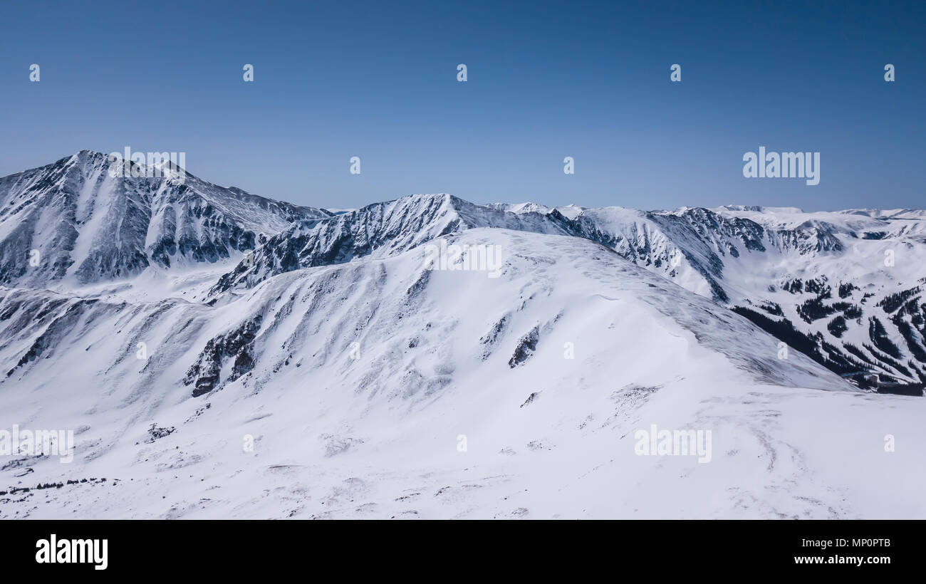 Winter Aerial View Above Loveland Pass, Colorado, USA Stock Photo