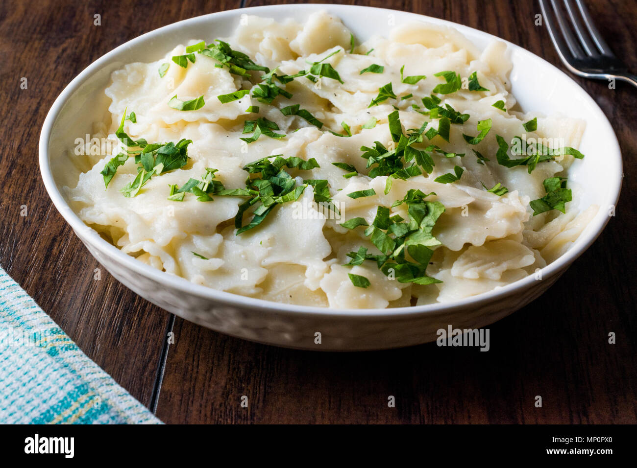 Homemade Italian Plain Ravioli with Parsley. Traditional Food Stock ...