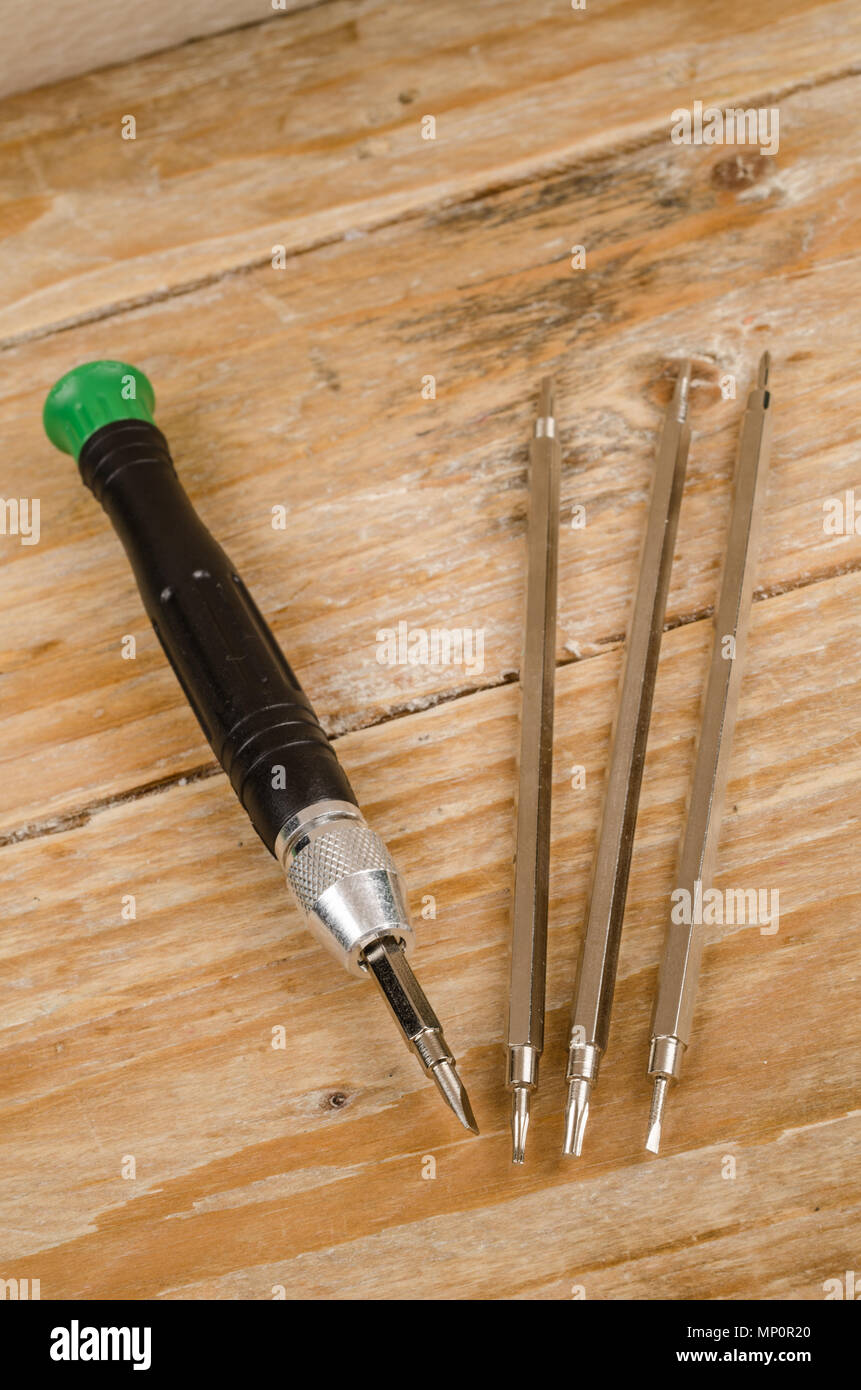Small precision screwdrivers as used to repair watches and clocks Stock