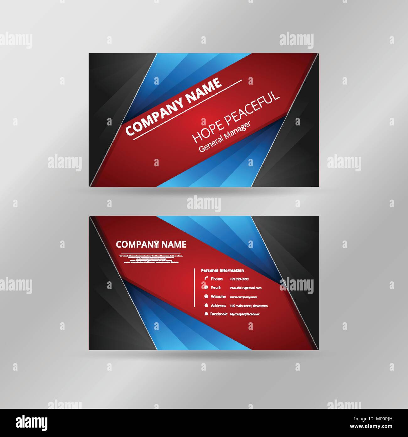 Abstract of modern gradient blue red black gradient company name card