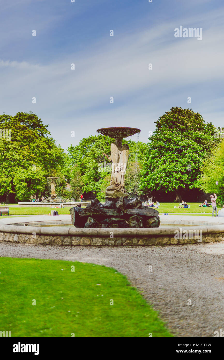 DUBLIN, IRELAND May 20th, 2018 detail of the Iveagh Gardens in DUblin city centre just off