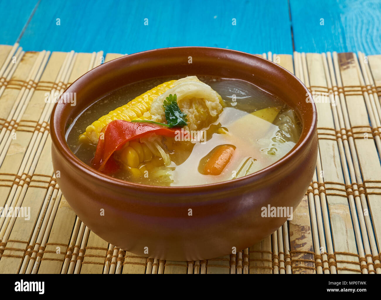 Traditional Trinidad Corn Soup popular Trini street food. Made with