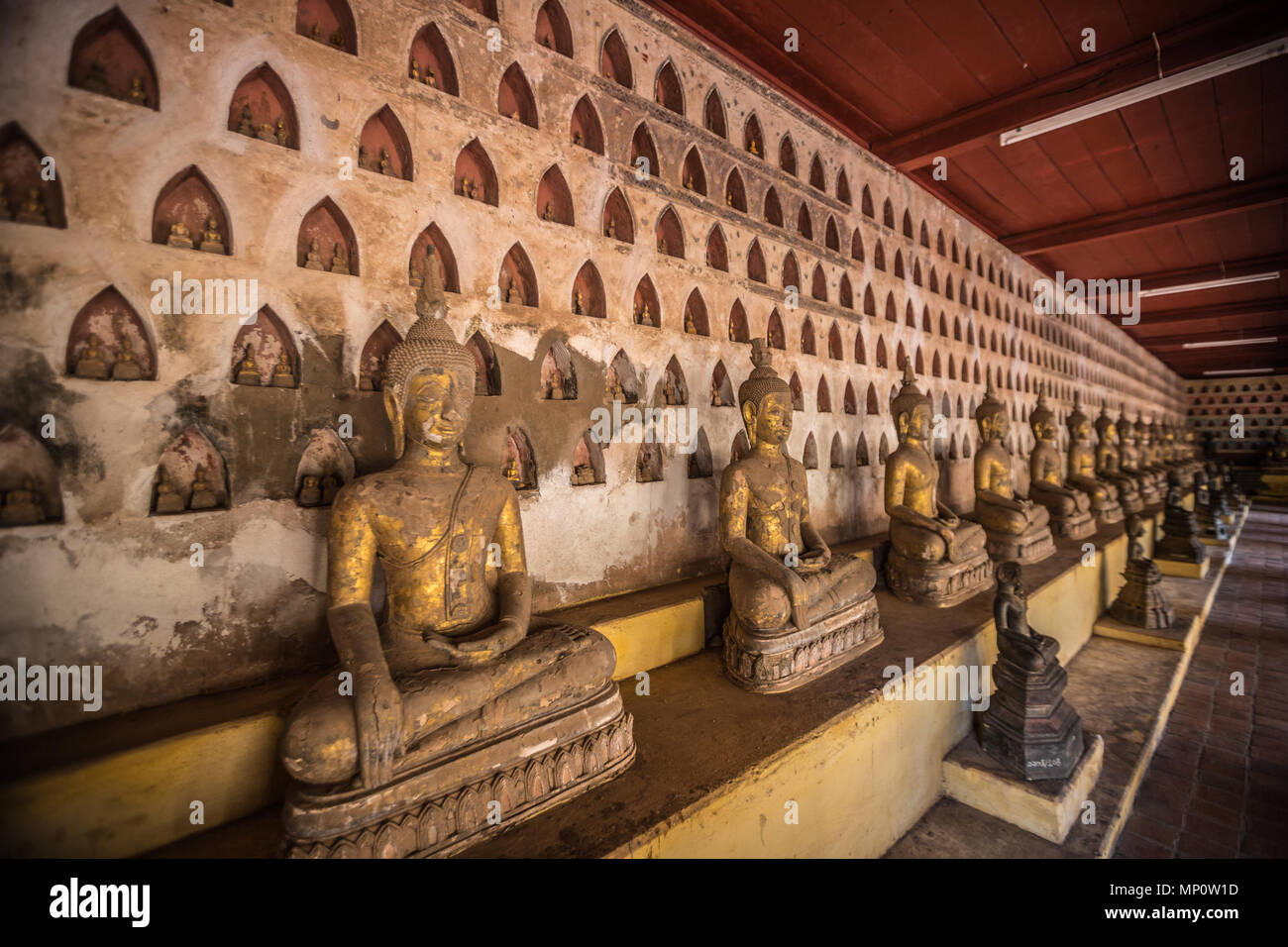 Buddhas in Sisaket Temple in Vientiane Stock Photo